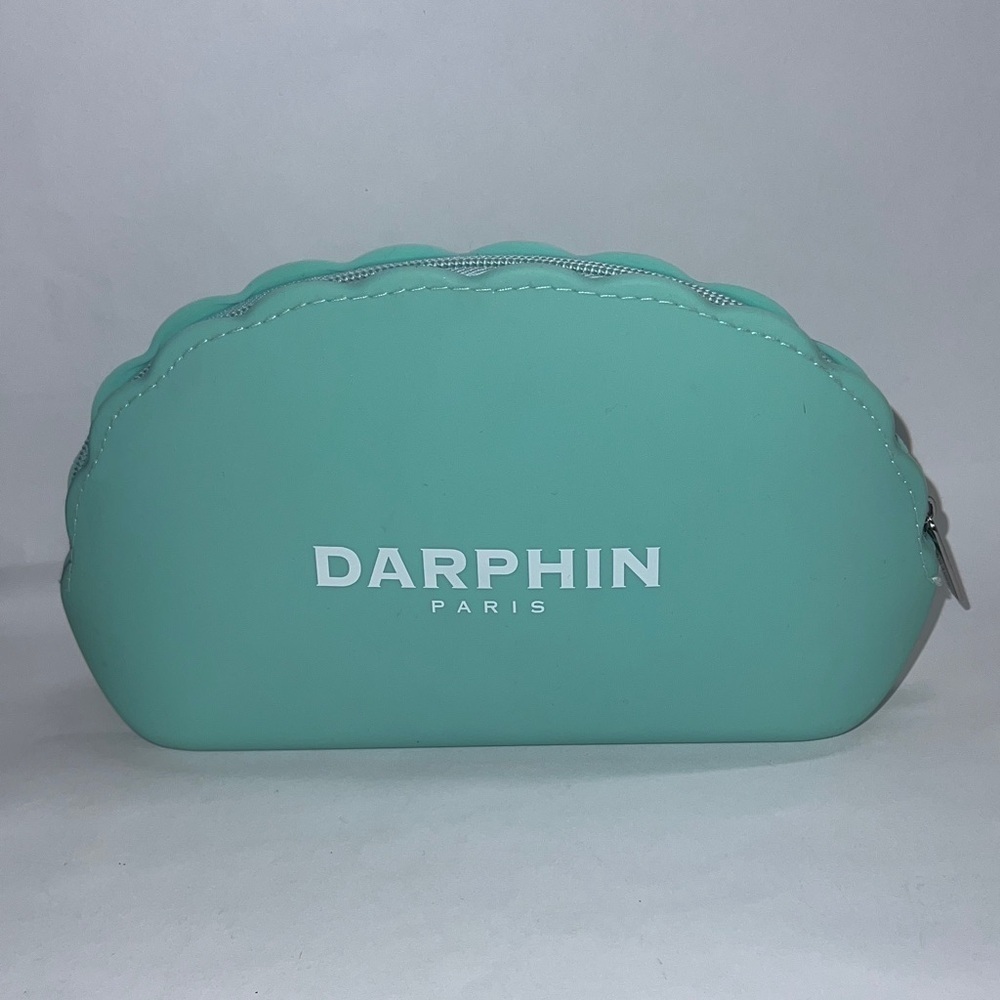Darphin Large Light Green Zip Silicone Pouch Clutch